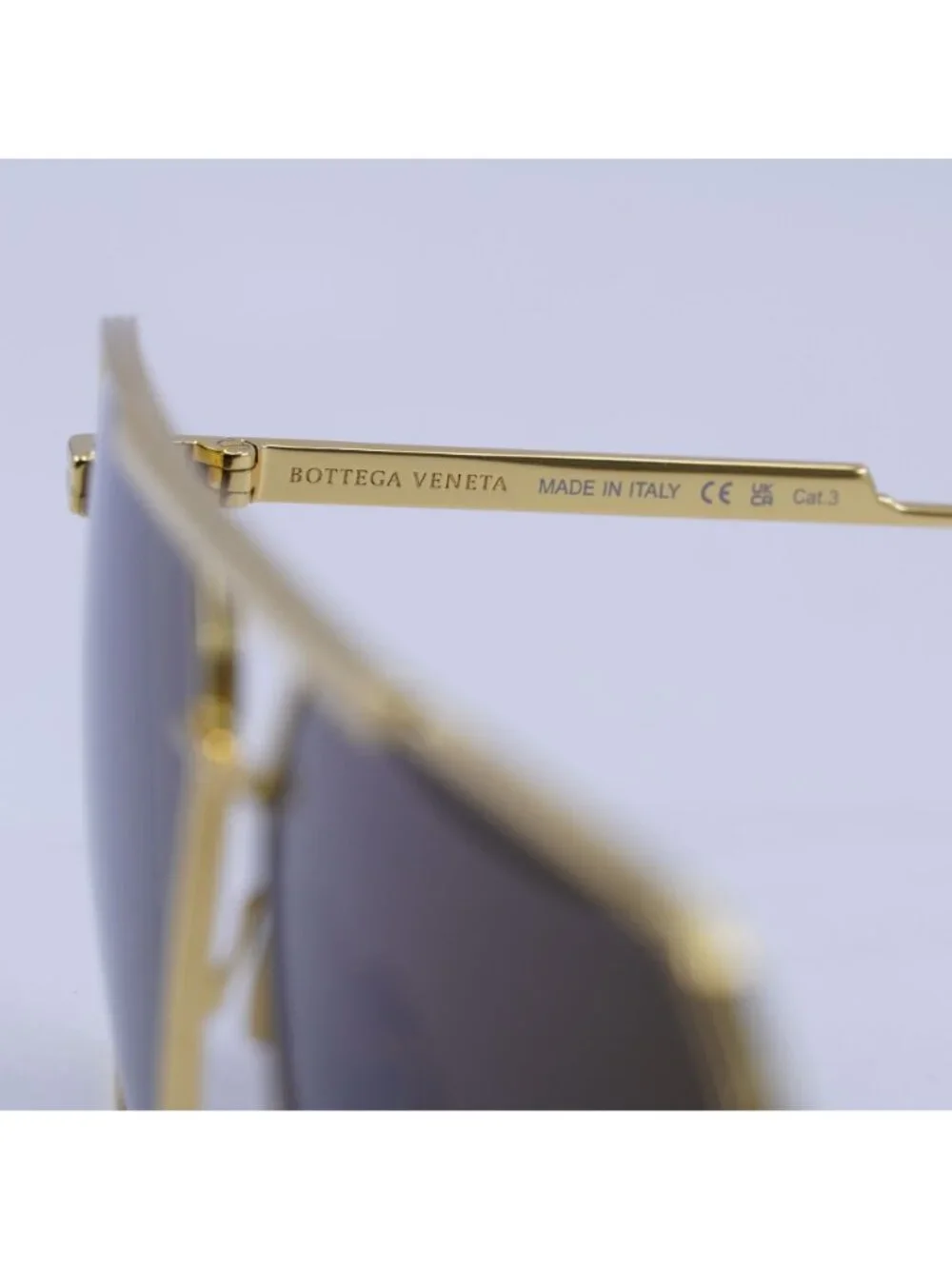 Bottega Veneta BV1012S 003 Sunglasses Gold Aviator Frame, Brown Lenses